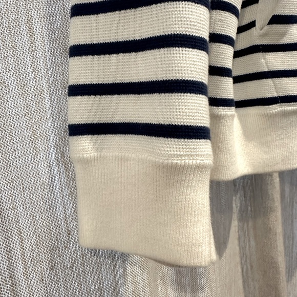 Navy Striped Heavyweight Hooded Sweater - Picture 5 of 7